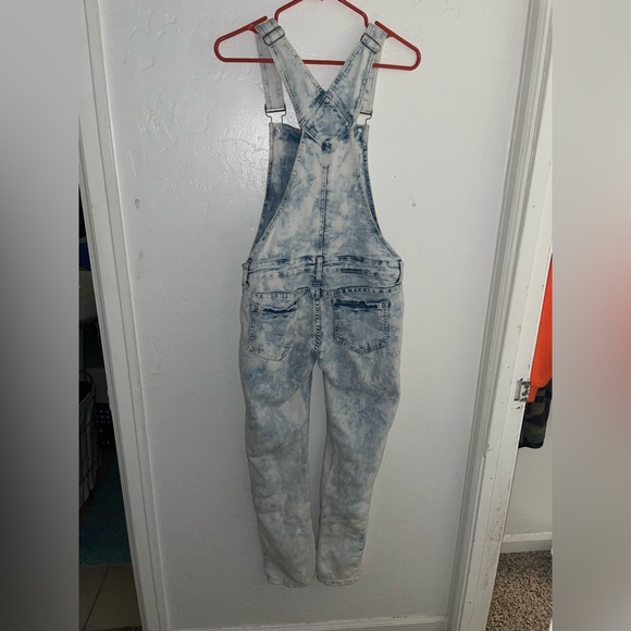 Bleached looking overalls. Coveralls. Bibs. Romper. White and blue. Rue 21 - Picture 4 of 11